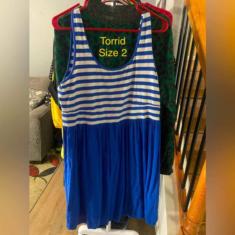 Torrid size 2 dress blue and white striped